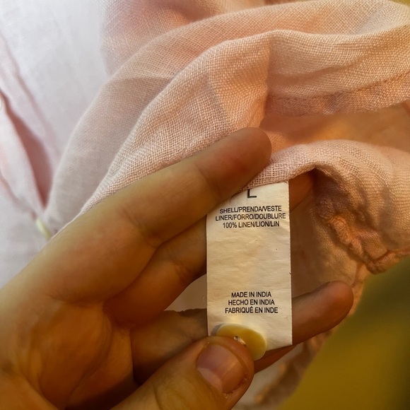 Vitamin A Playa Shirt 100% Linen Pink Oversized Cover Up Shirt Size L - Picture 4 of 6